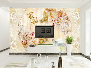 3D大理石紋玉雕牡丹花 家居電視背景的藝術升華